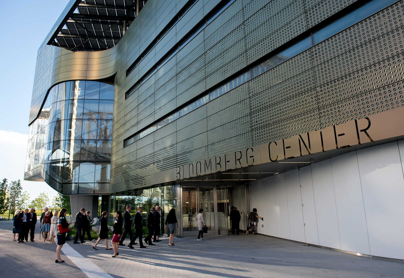 The Bloomberg Center at Cornell Tech, named in honor of Emma and Georgina Bloomberg, serves as a campus hub to bring students and faculty together to collaborate across disciplines on New York City's Roosevelt Island.