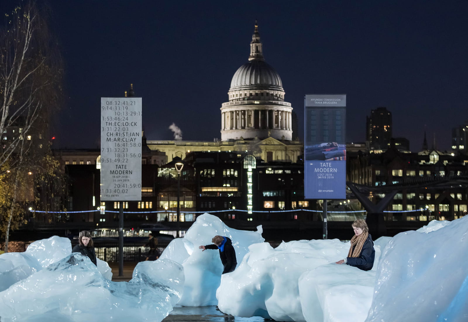 A public art installation, "Ice Watch," by artist Olafur Eliasson, sits in front of London's Tate Modern as a reminder of the urgency of taking action on climate change.