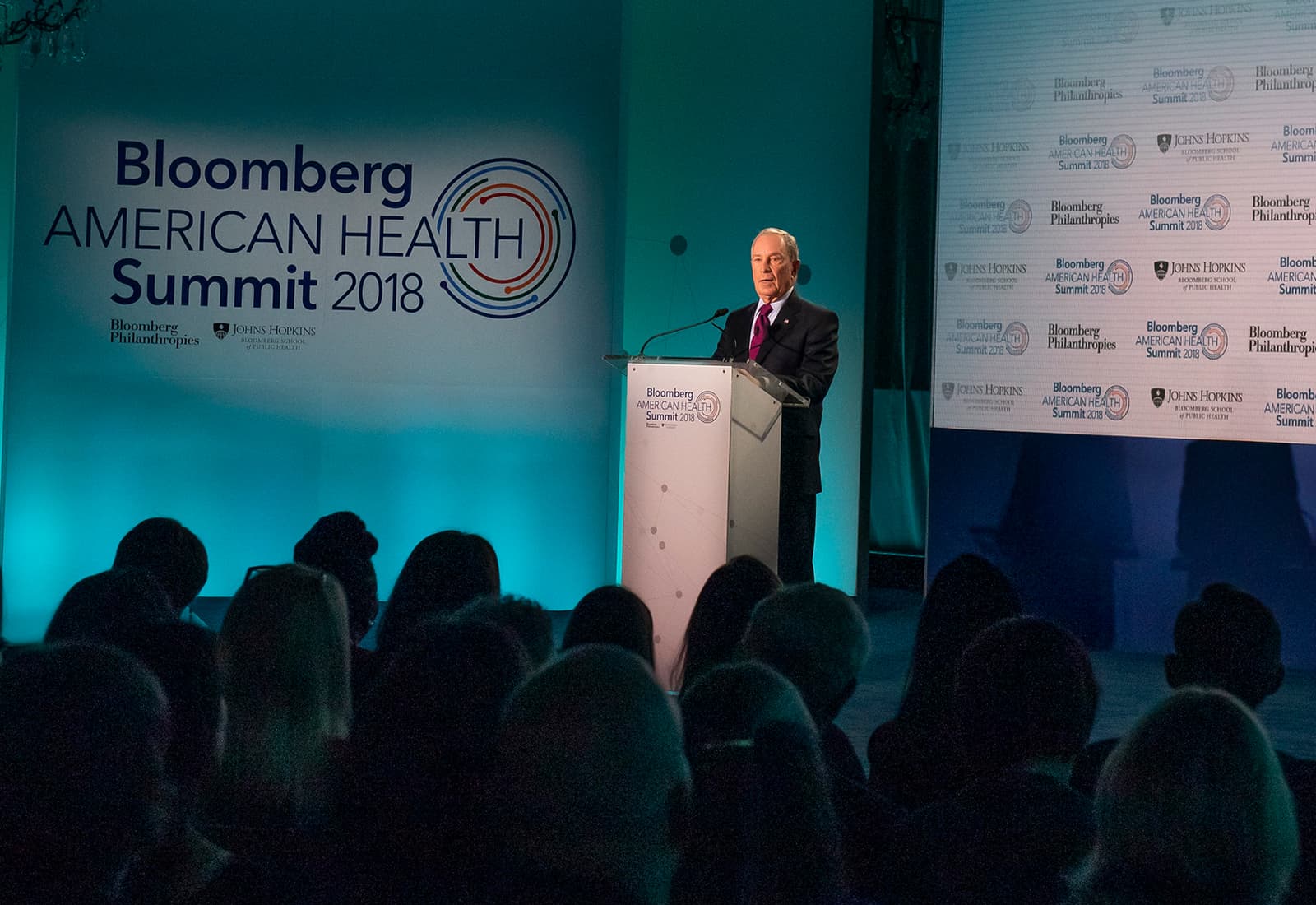 Mike Bloomberg delivers remarks during the inagural Bloomberg American Health Summit in Washington, D.C.