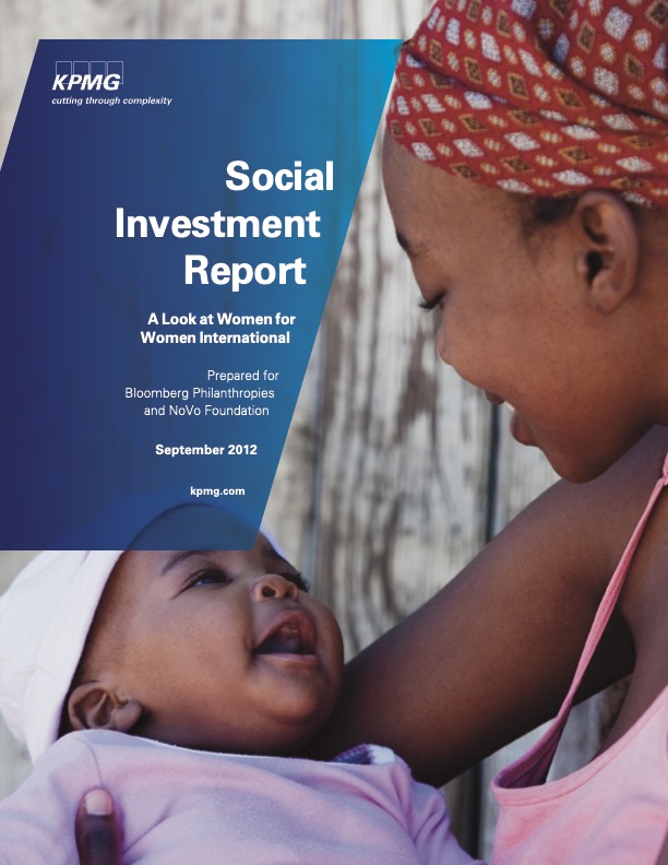 Report cover that shows a photo of a woman holding a baby. The text reads "Social Investment Report"