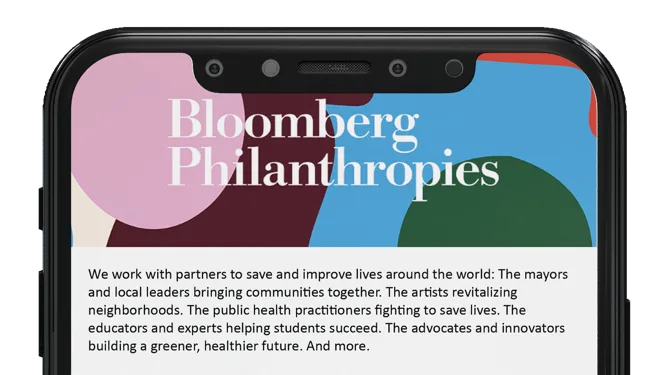 Portion of email newsletter example in mobile