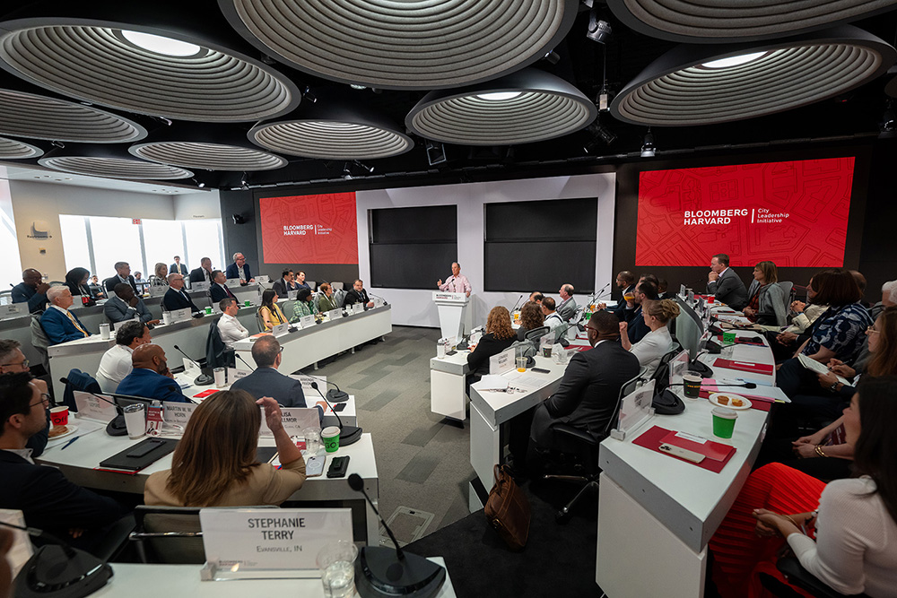 In July 2024, Mike spoke to the eighth class of mayors in the Bloomberg Harvard City Leadership Initiative.