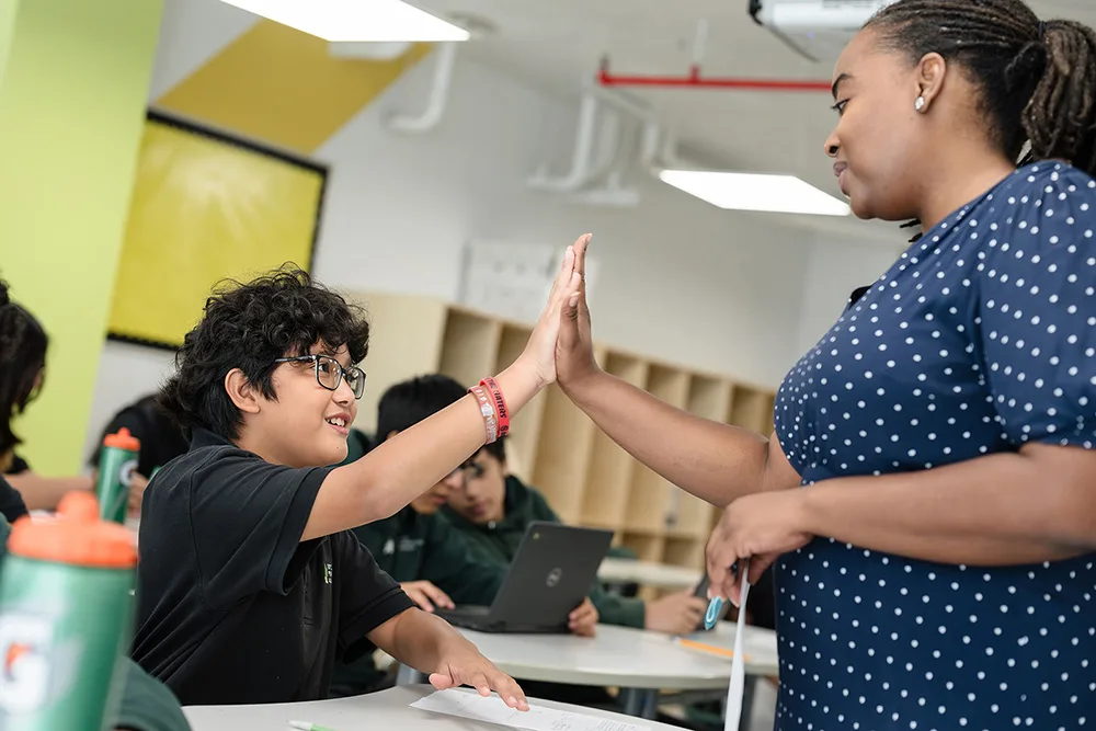 Students at Forte Preparatory Academy Charter School in New York City participate in classroom learning supported by the charter schools initiative.