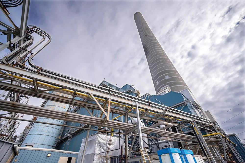 View of the Chambers Cogeneration Plant in Carney’s Point, NJ, which is transitioning from coal to clean energy storage.