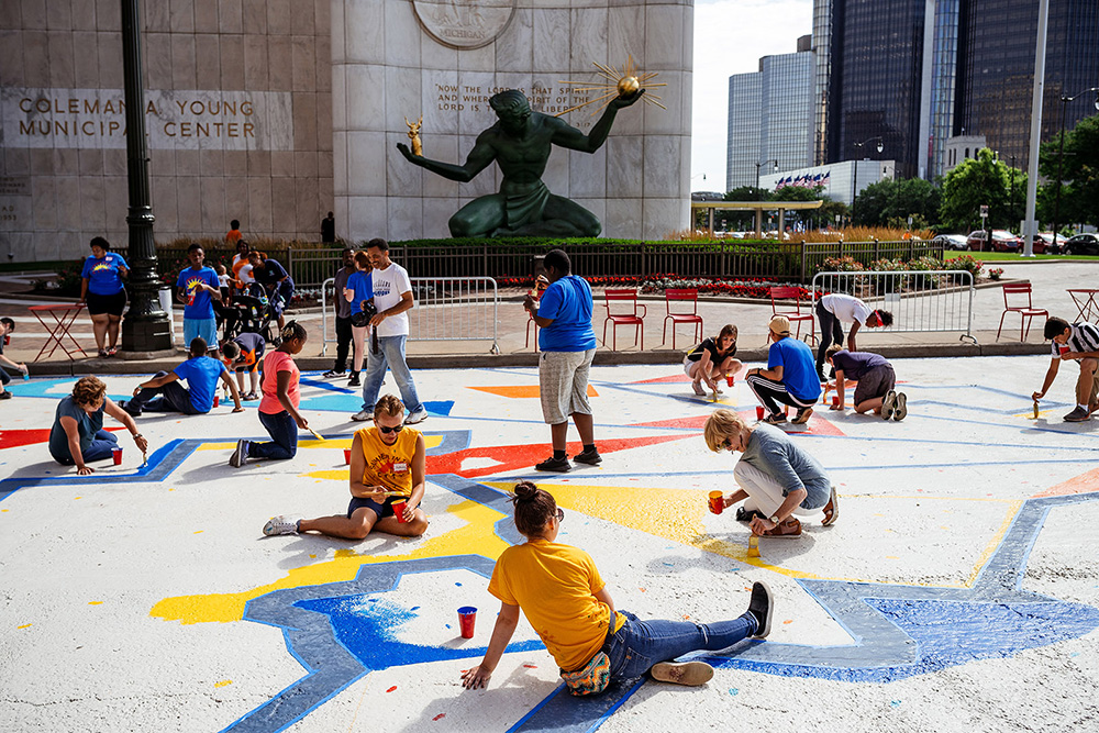 Spirit Plaza in Detroit is now a permanent, pedestrian-friendly public space for community gatherings and programming.