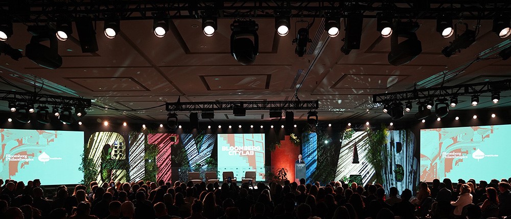 Mike Bloomberg addresses more than 700 global leaders and city officials at the 2024 Bloomberg CityLab summit in Mexico City.