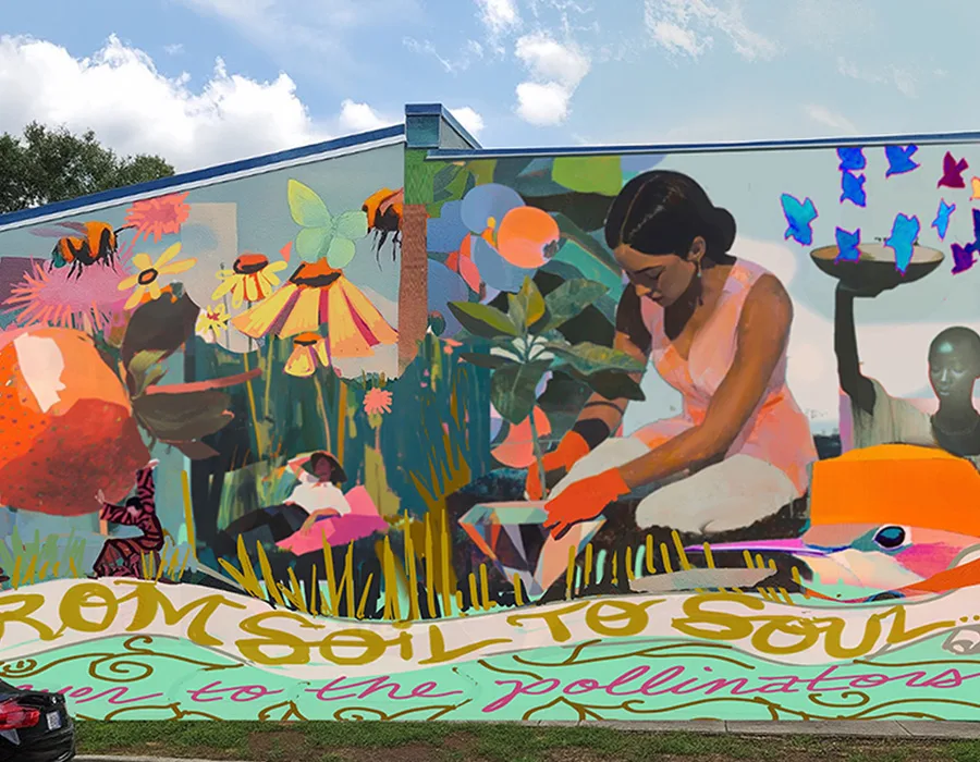 Murals, sculptures, and events raise awareness of food insecurity and promote healthy eating.