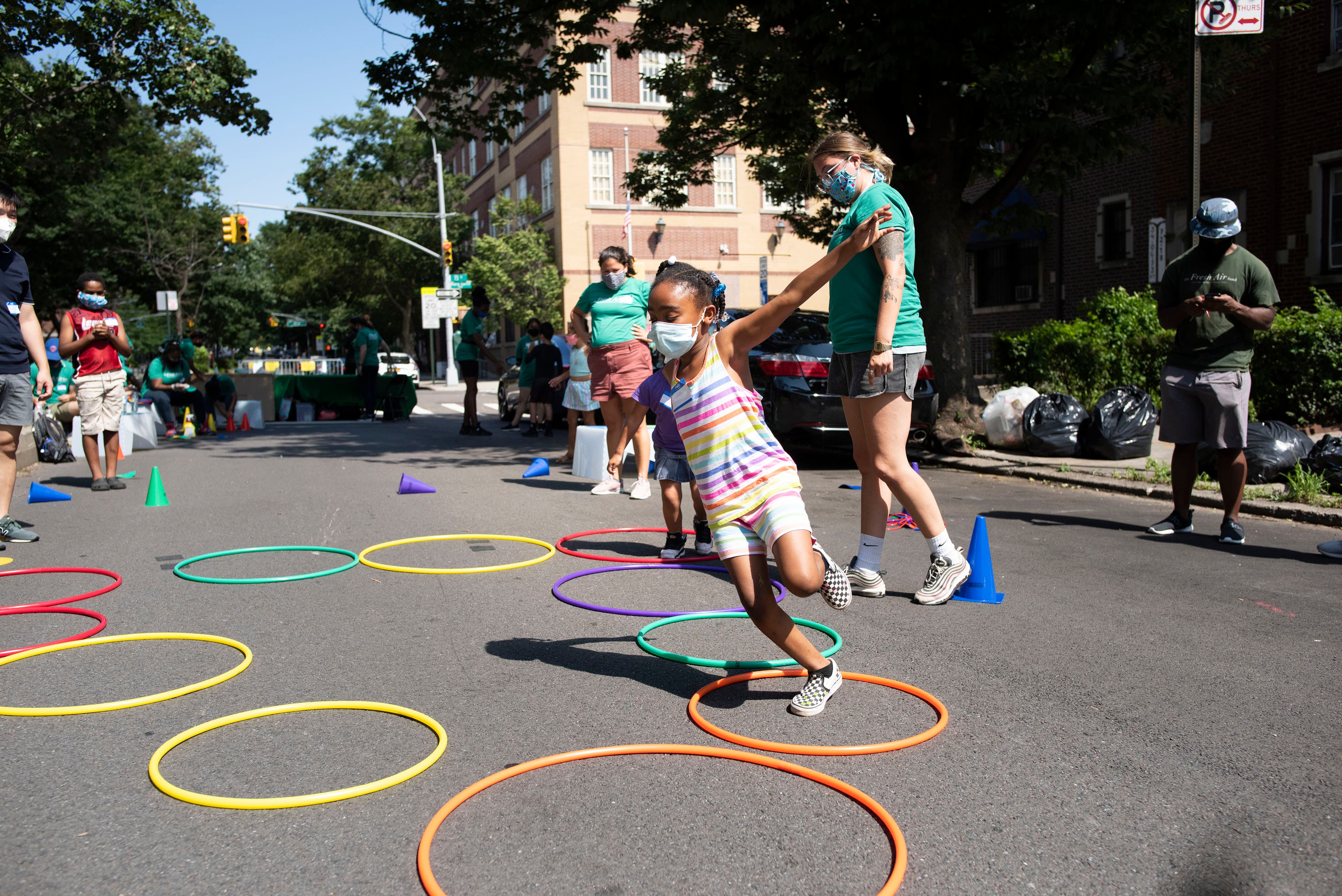 Kids safely playing at Fresh Air Fund site in Jackson Heights, New York.