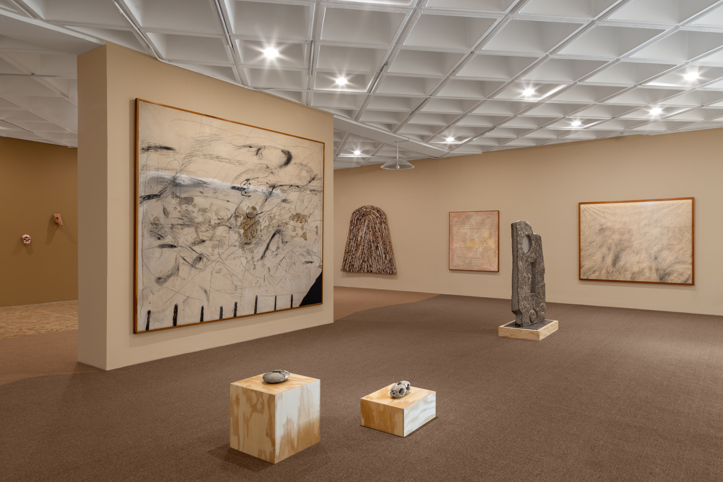 Exhibition hall with assembled pieces.