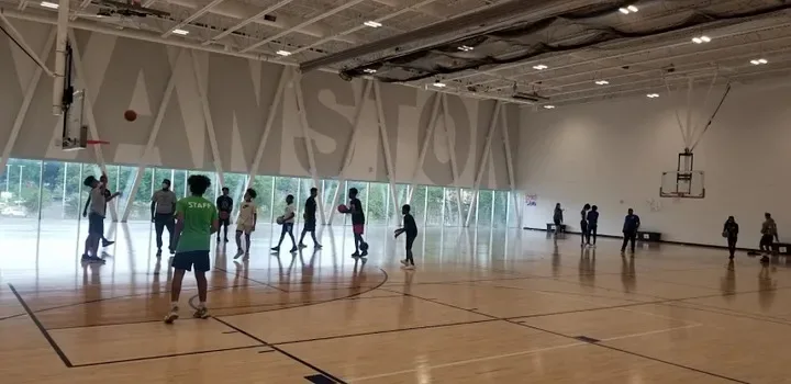 Kids playing basketball in Evanston, Illinois