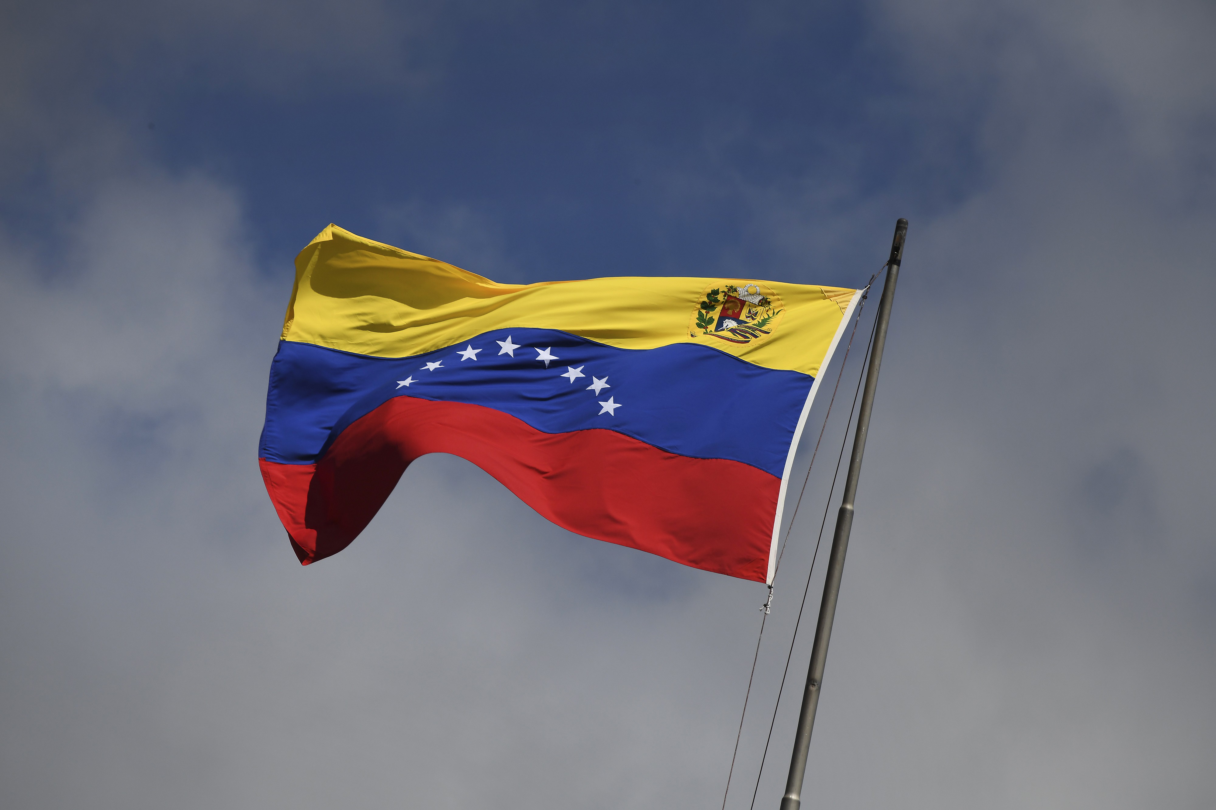 The Venezuelan national flag in Caracas, Venezuela.