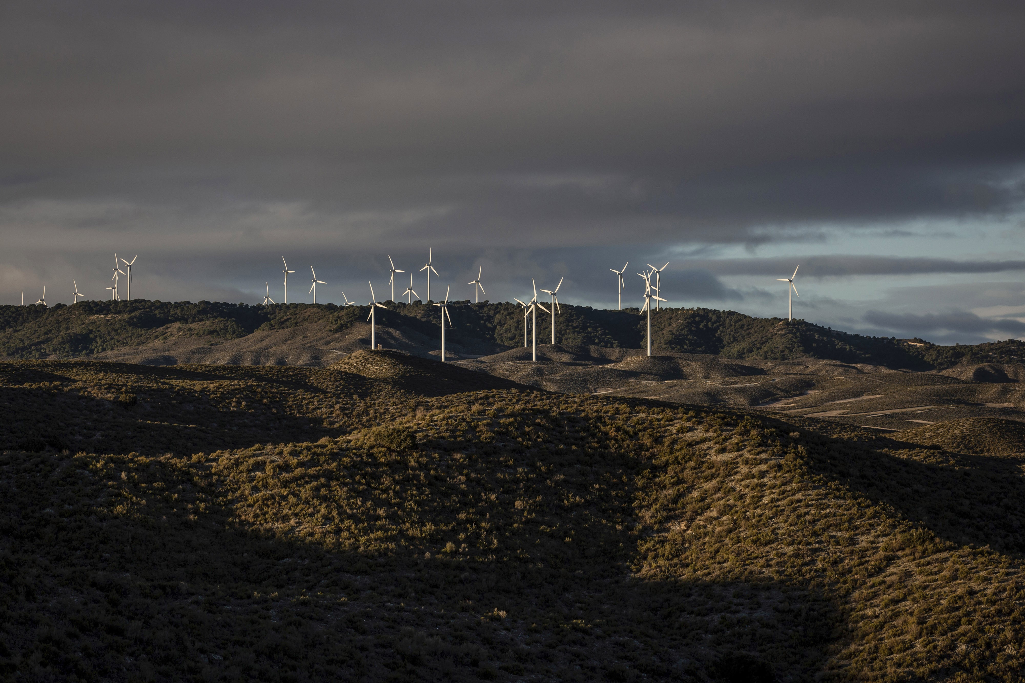 Wind Turbines On A Hillside