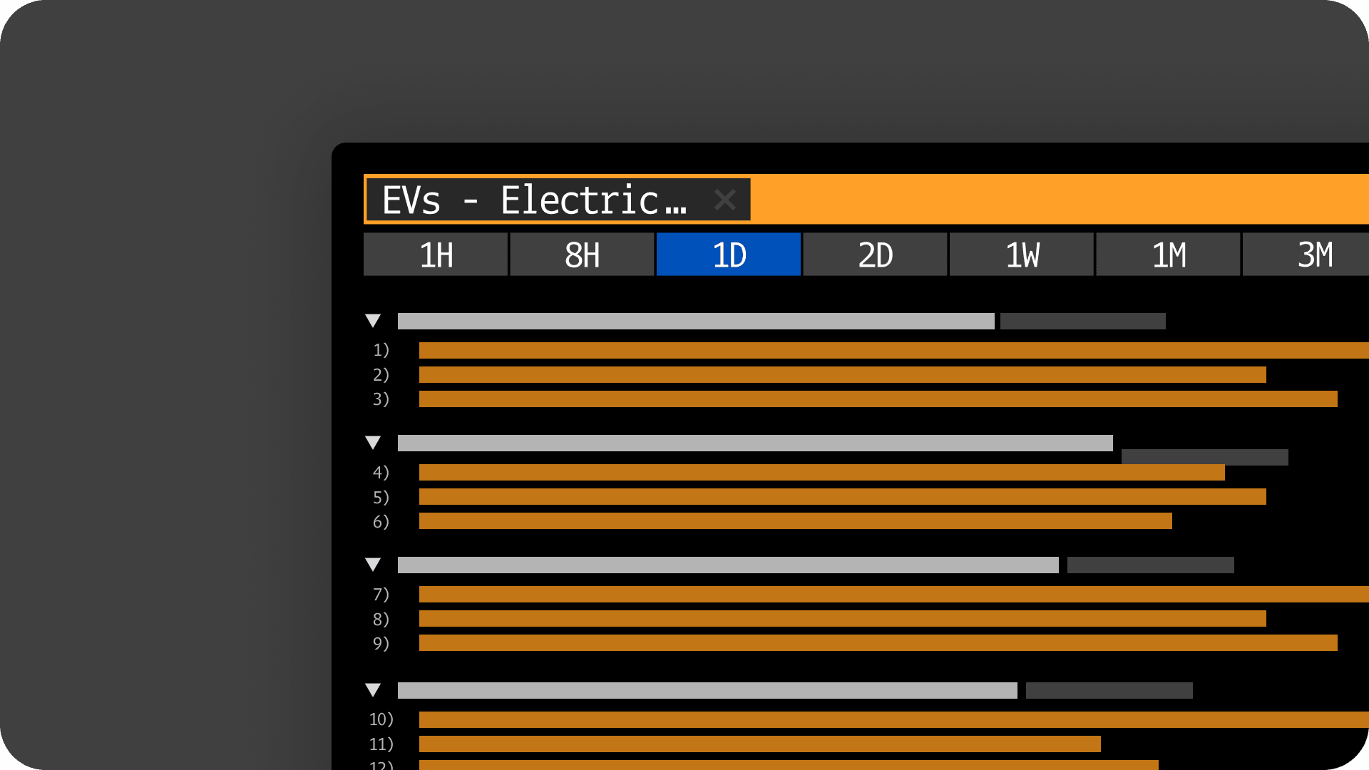 Diagram titled 'Enrichment' showcasing how news, research, and other documents are automatically classified into topics and sentiments. The left side displays various data sources that are sorted into AI-powered themes, such as News Themes (NSTM), which group related information. For example, a search for Electric Vehicles is organized into meaningful clusters, making it easier to track trends and explore grouped stories.