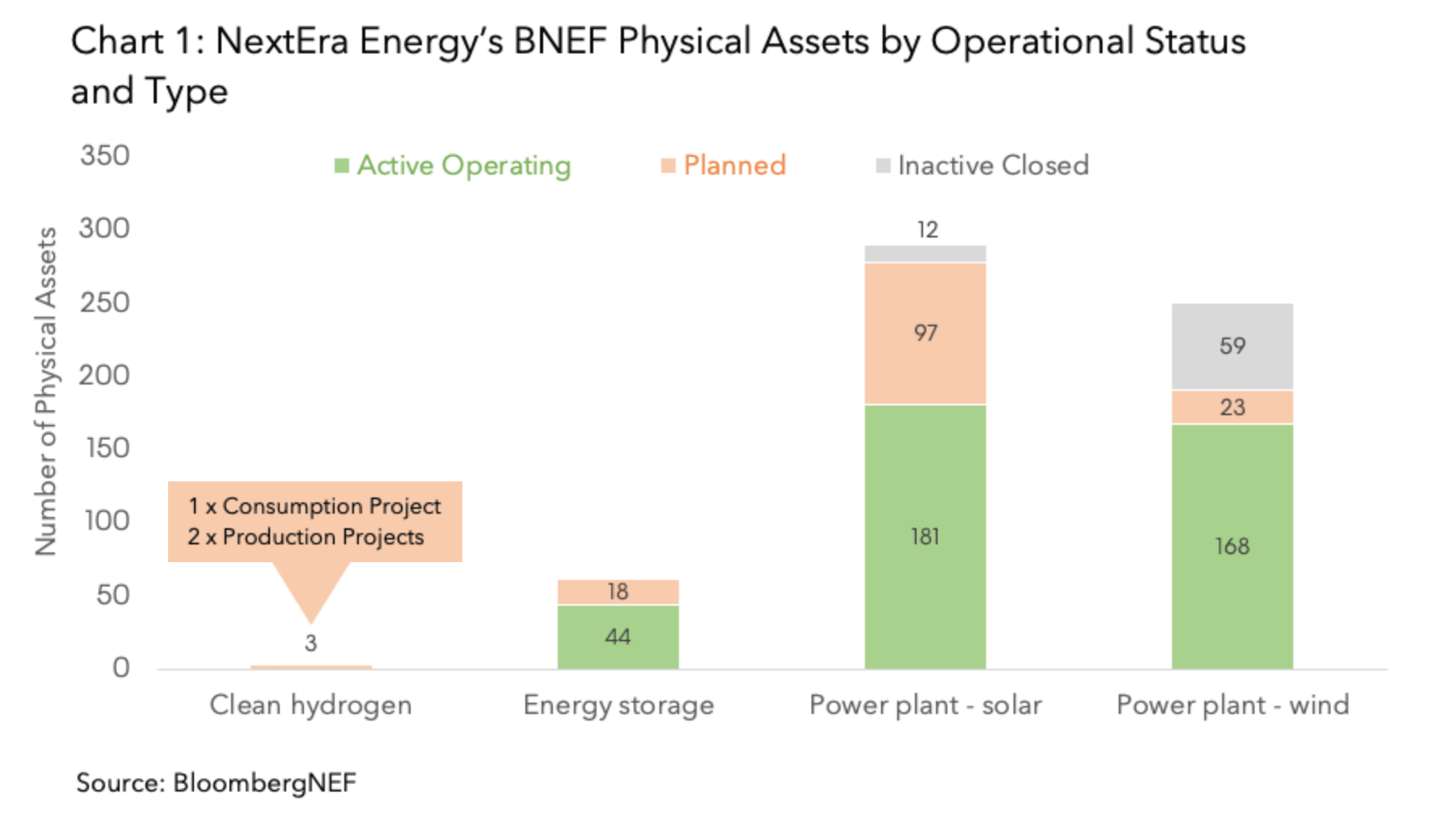 NextEra Energy’s BNEF Physical Assets by Operational Status and Type