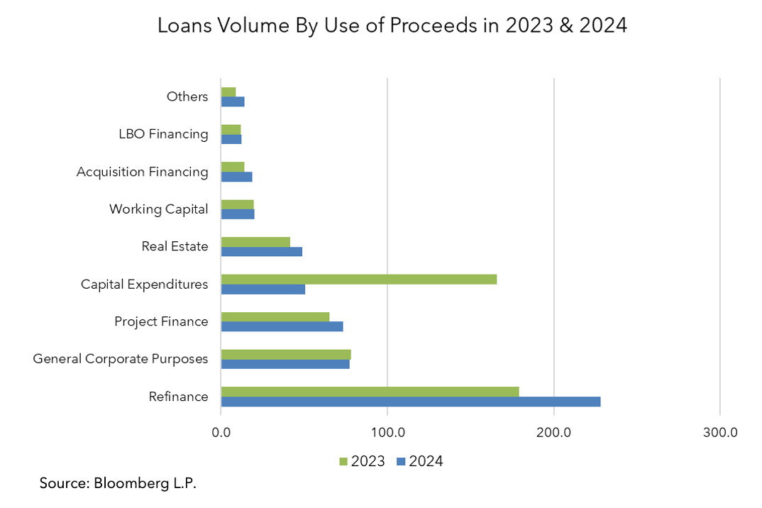 Loans Volume by Use of Proceeds in 2023 and 2024
