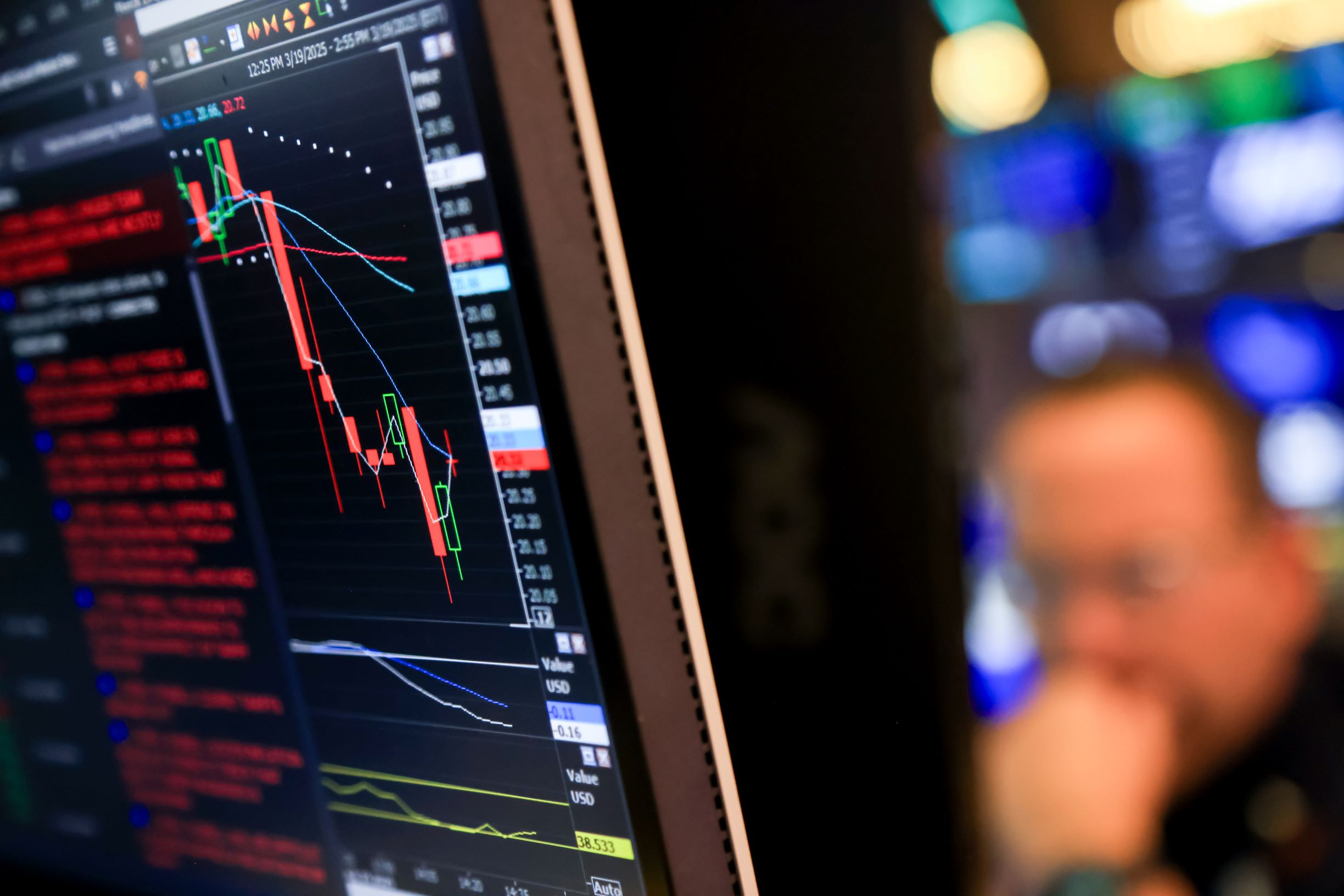 A volatility index chart on the screen