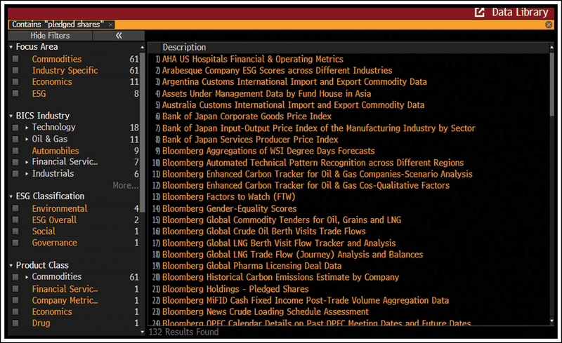 To analyze aggregated issuer collateral statistics, type “data” on the command line of a screen and click on the DATA match.