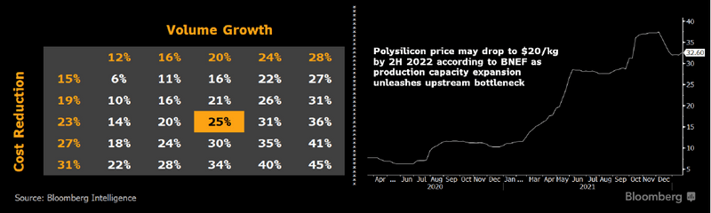 Earnings Growth Sensitivity, Polysilicon Price