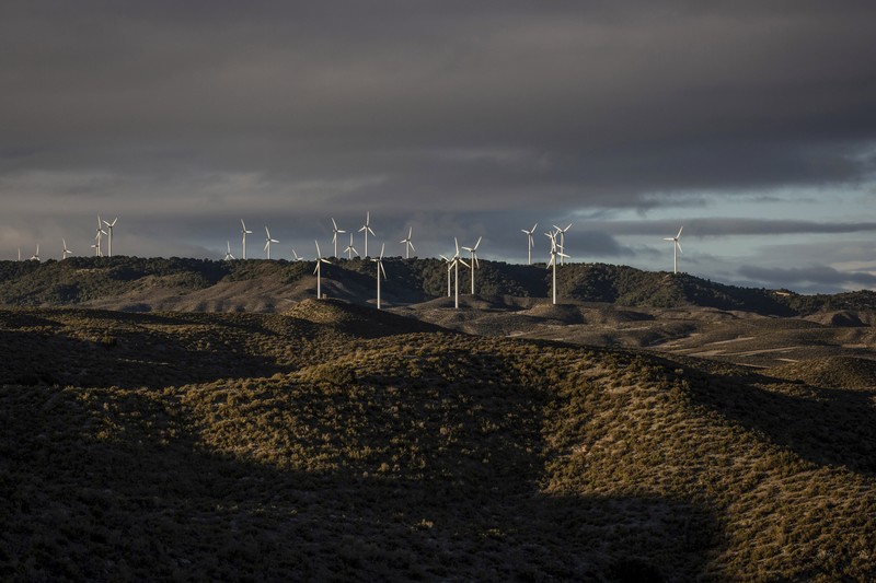 Wind Turbines On A Hillside