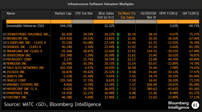 Infrastructure Software Valuation Multiples