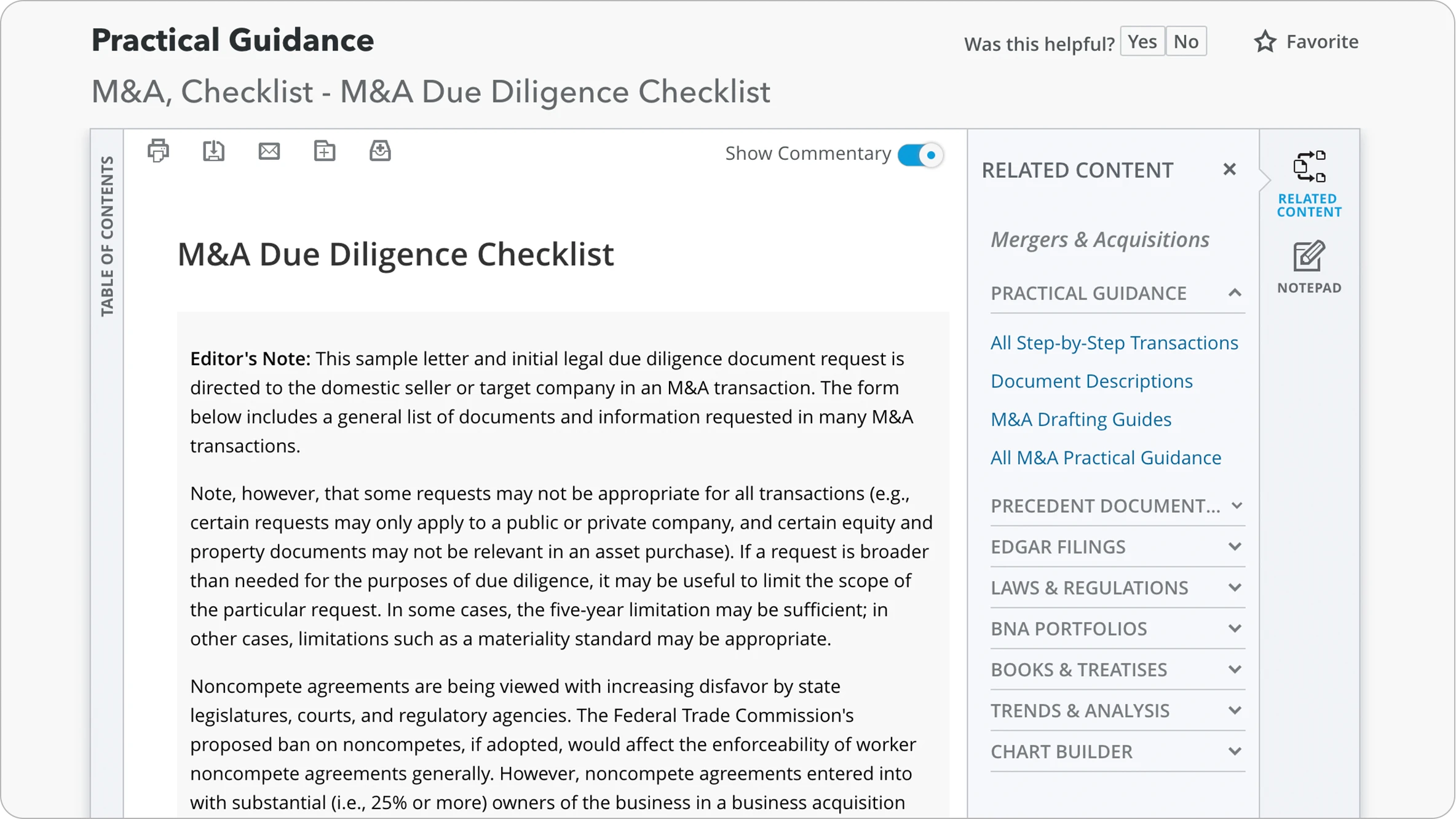 In house practical guidance due diligence checklist