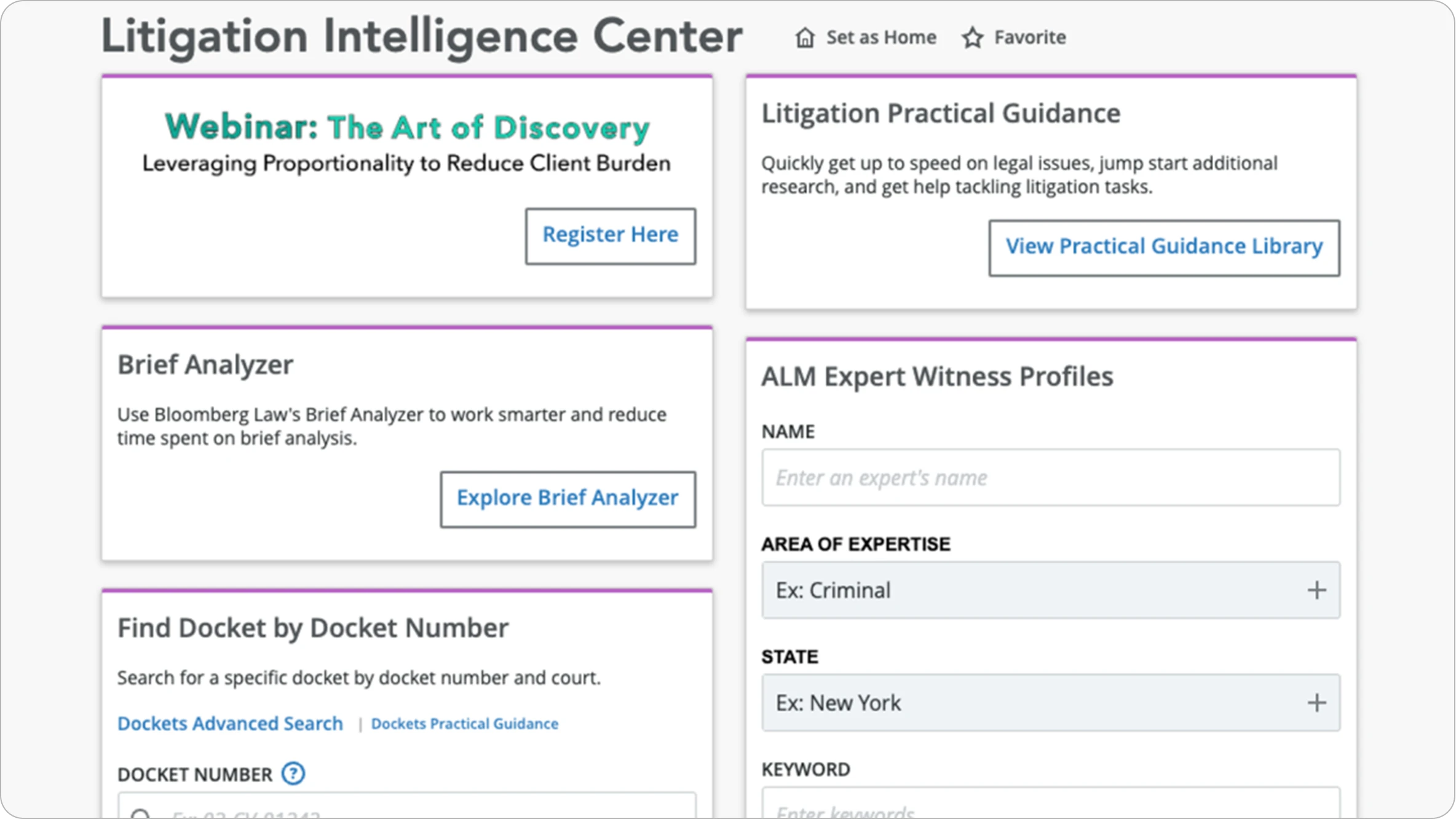 Bloomberg Law Litigation Intelligence Center
