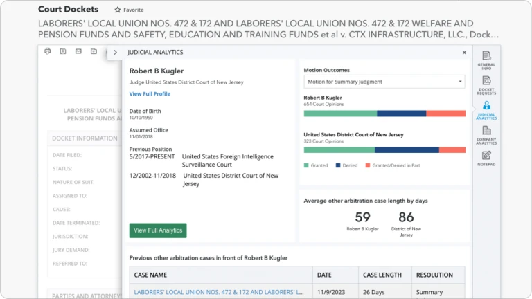 Full court docket search powered by AI