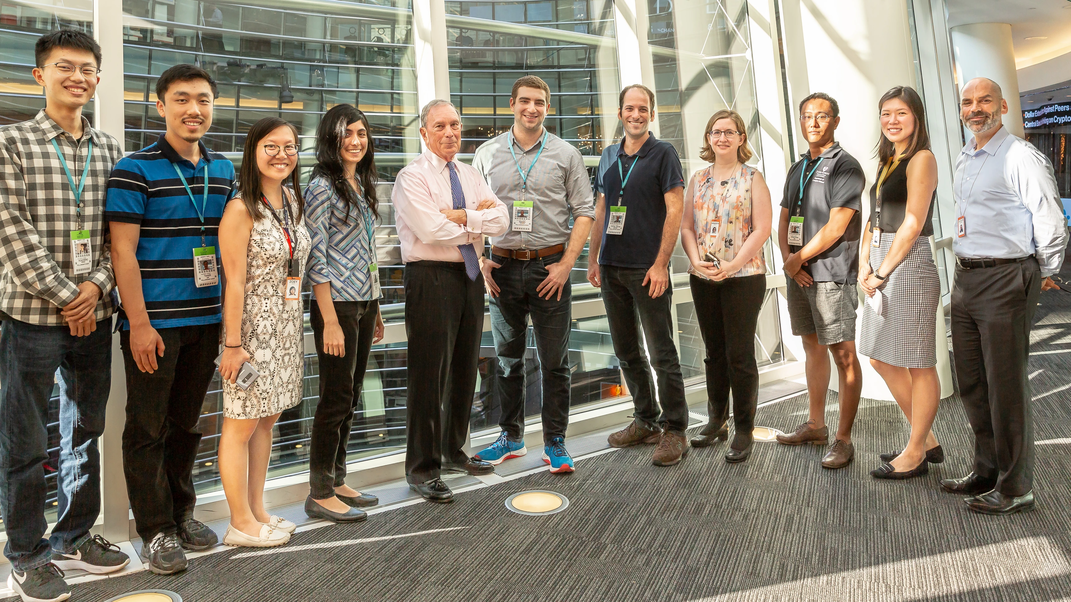 Bloomberg Founder & CEO Michael Bloomberg & CTO, Shawn Edwards meeting with Bloomberg PhD Fellows photographed at Bloomberg World Headquarters in New York on August 28, 2018. Photographer: Lori Hoffman/Bloomberg