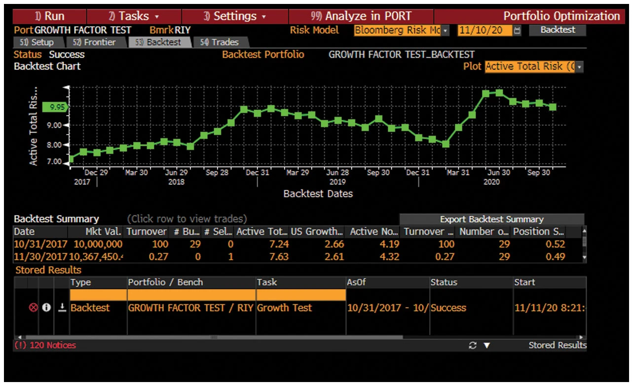 Analyze in PORT button to examine the portfolio’s performance further