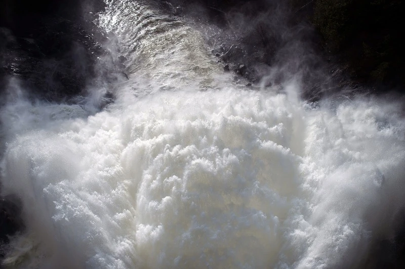 Water flows from a dam