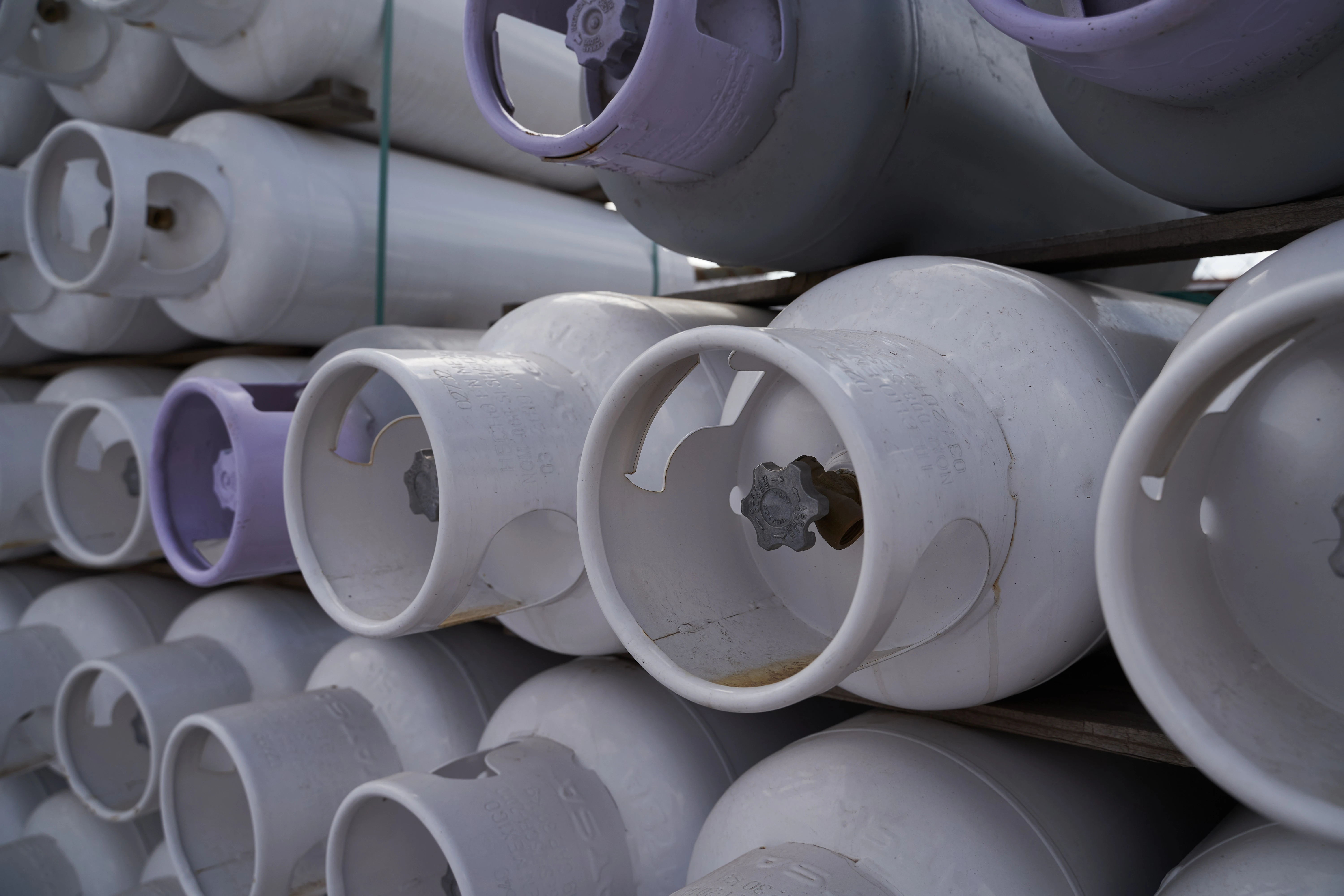 containers of propane in storage
