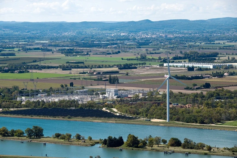 Landscape with wind turbine
