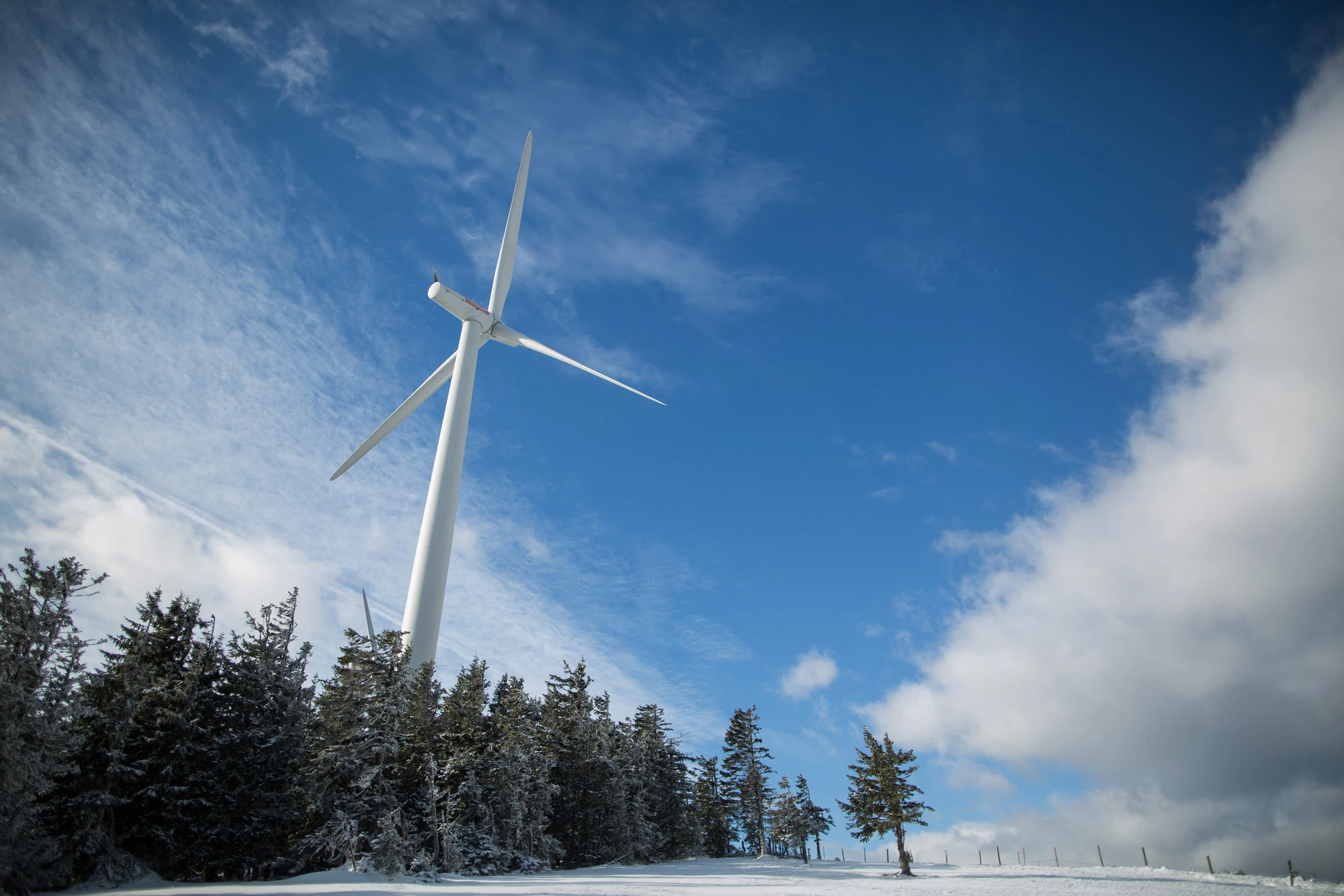Wind turbines snow