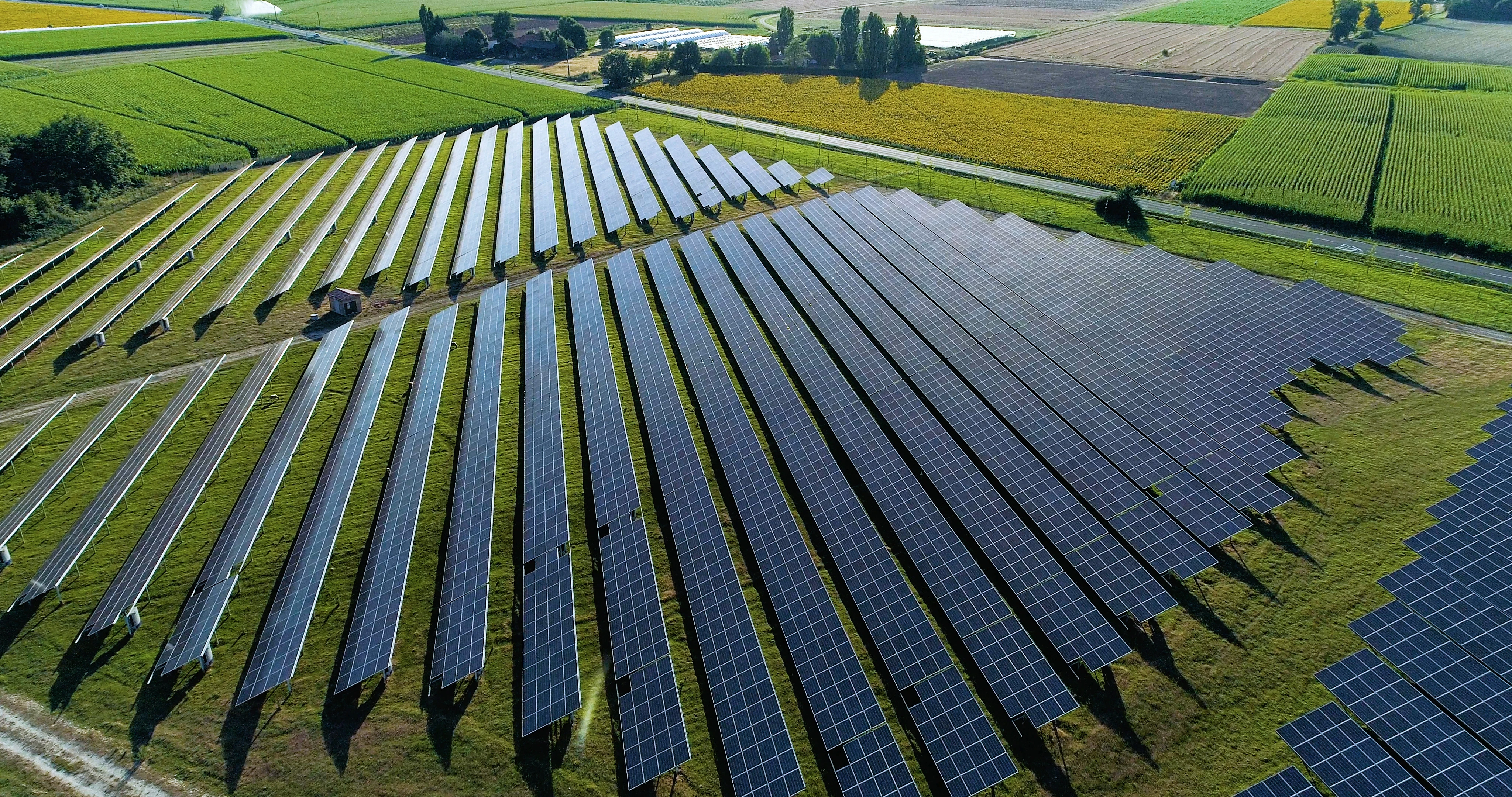 Aerial view of solar panels