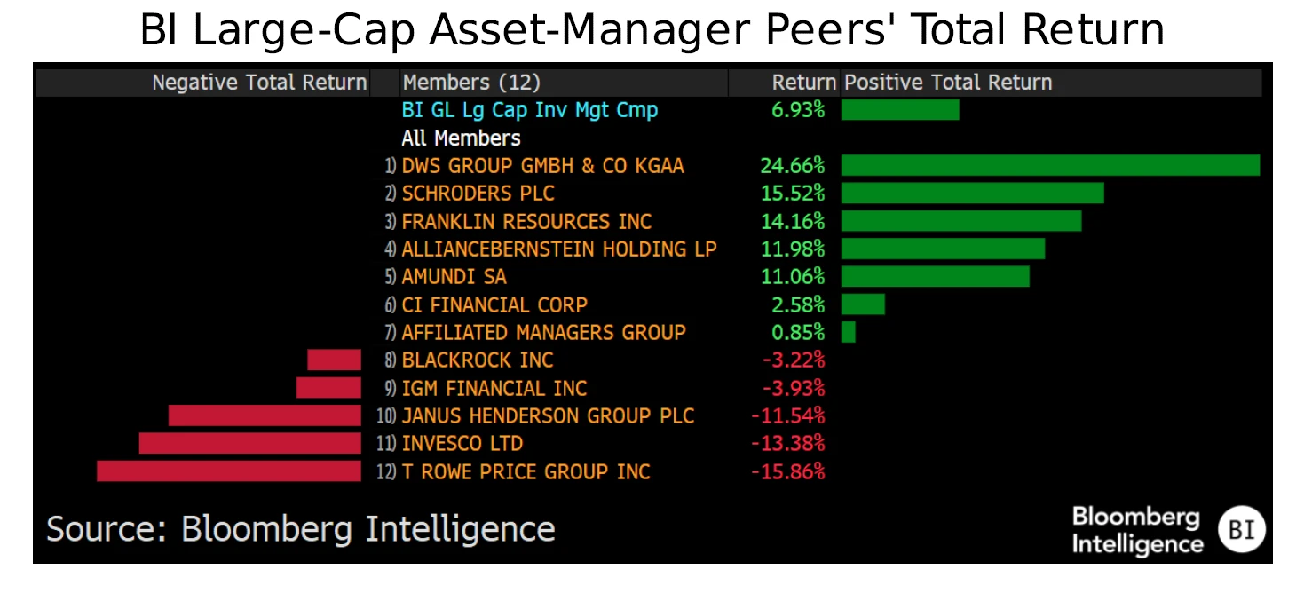 BI Large-Cap Asset-Manager Peers' Total Return