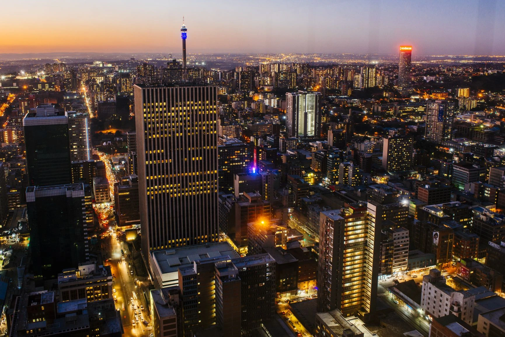 Johannesburg night aerial view