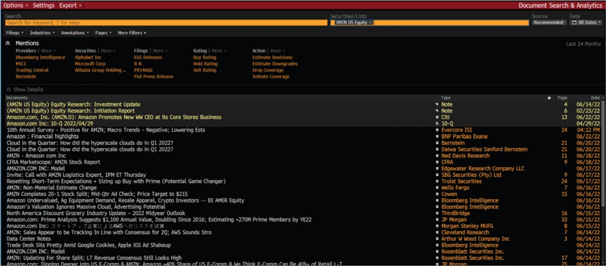Search results for "AMZN US Equity" (Amazon.com Inc.)