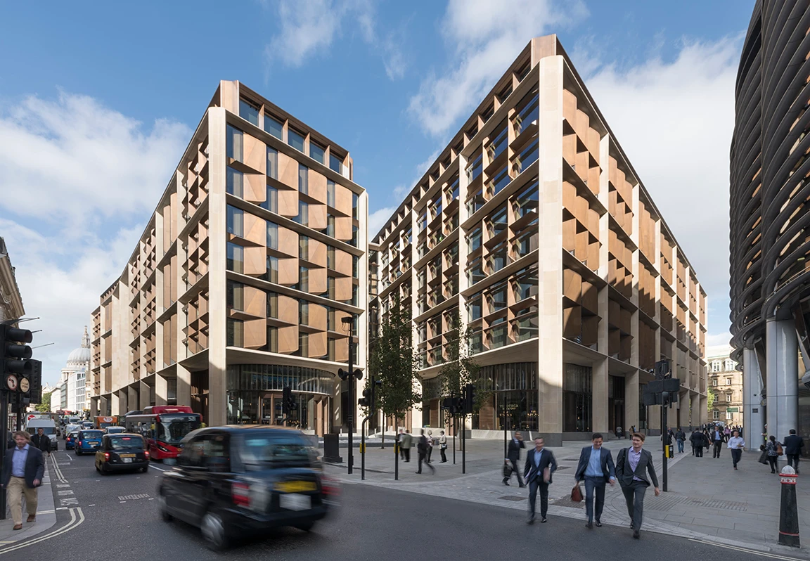 Two buildings divided by a pedestrianised dining arcade provide approximately 1.1m sq ft of office and retail space.