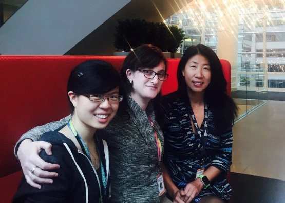 BWIT-Founding-Team-555×397 (from left): Bloomberg Women in Technology (BWIT) Co-Founders Cheryl Quah, Esther Kundin, Yunfei Xu