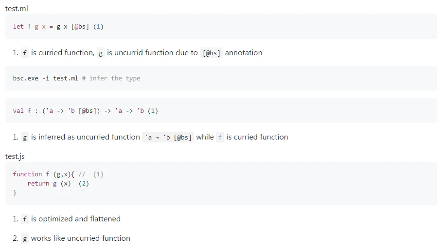 Uncurried calling convention