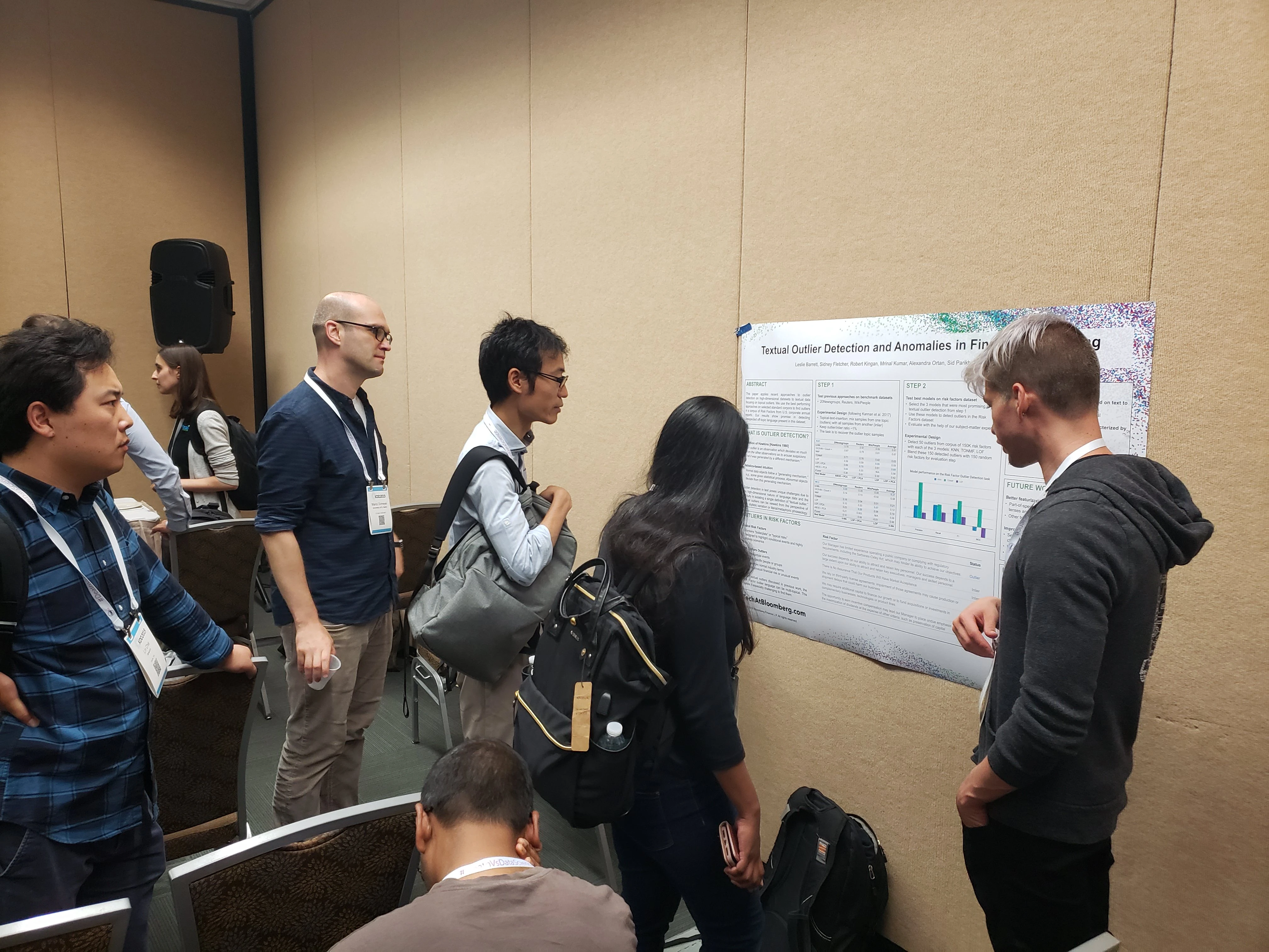 20190805_111722 Machine learning engineer Sidney Fletcher presents the Bloomberg Law team's research into "Textual Outlier Detection and Anomalies in Financial Reporting."