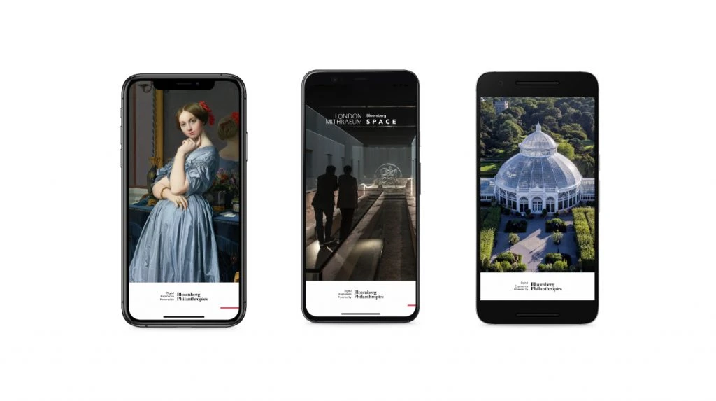BBGC_iPhone-Mocks_020521_White The UX team made each cultural guide’s splash screen highly customizable within a portfolio app experience. When an institution’s guide is first opened, this screen serves as a high-impact “digital front door” to welcome guests.