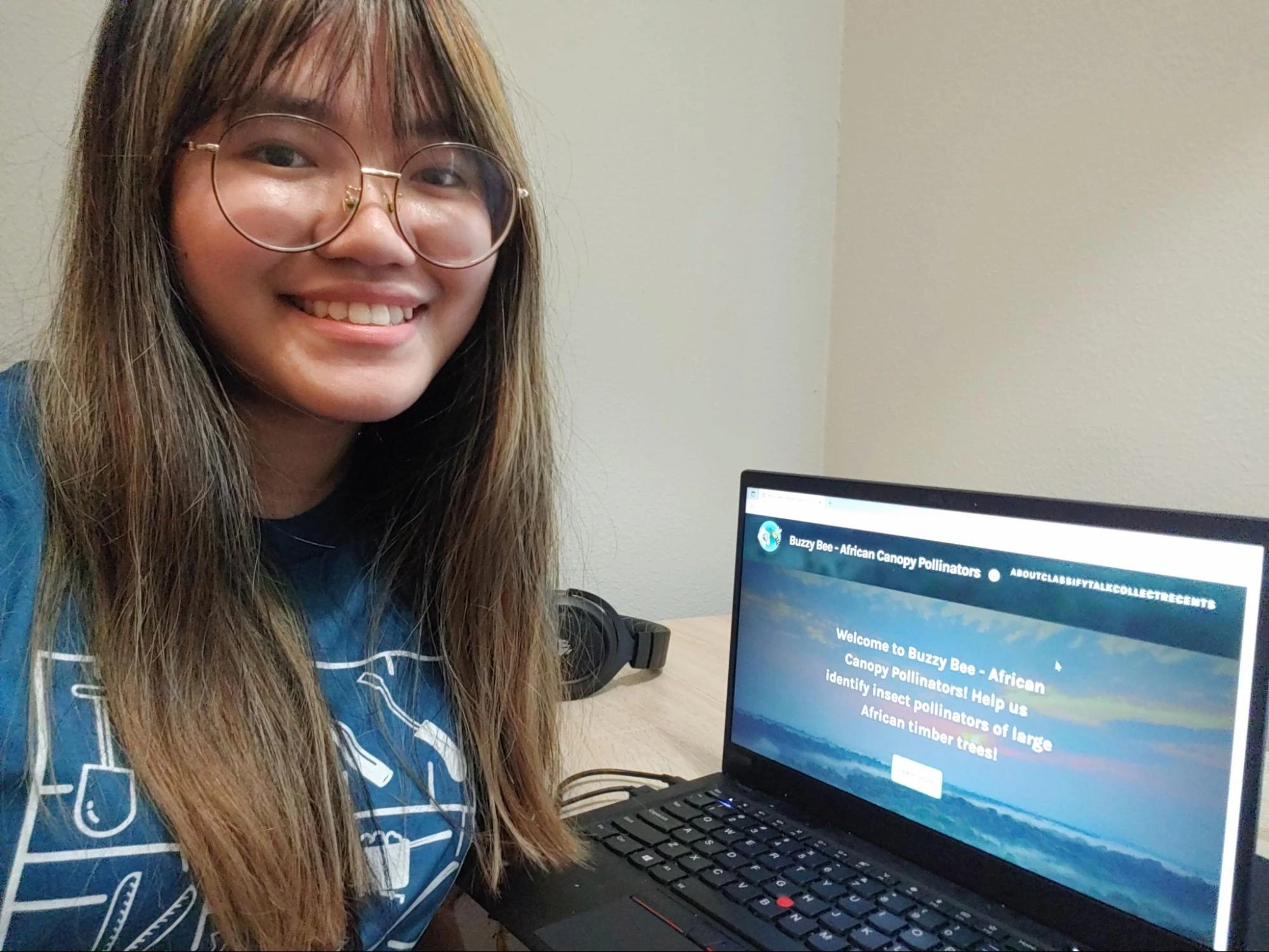 Josephine-Intern-Day-of-Service Josephine working on her Zooniverse project during the Intern Day of Service.