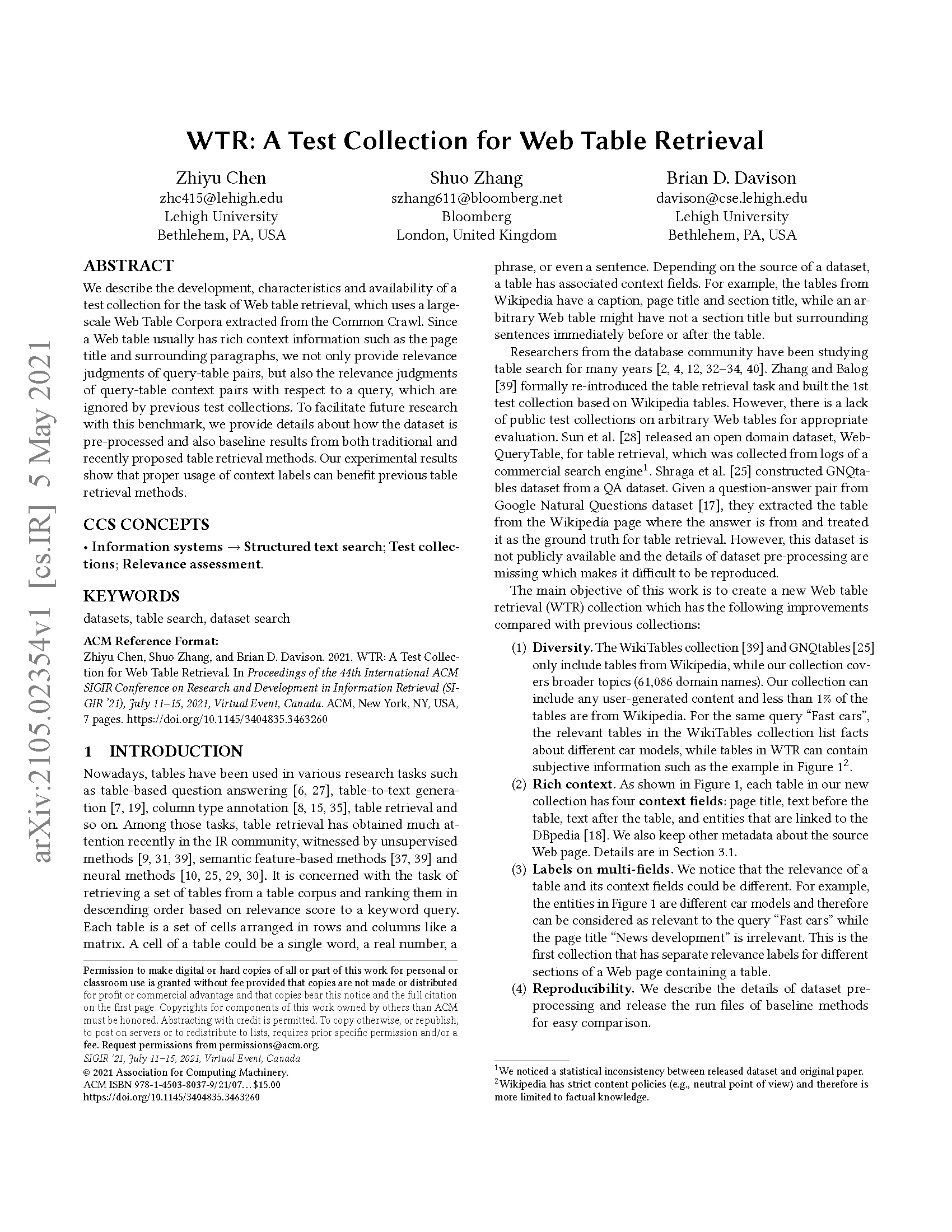 SIGIR-2021-WTR_A-Test-Collection-for-Web-Table-Retrieval_Page_1 Click here to read "WTR: A Test Collection for Web Table Retrieval" published at SIGIR 2021 on July 14, 2021