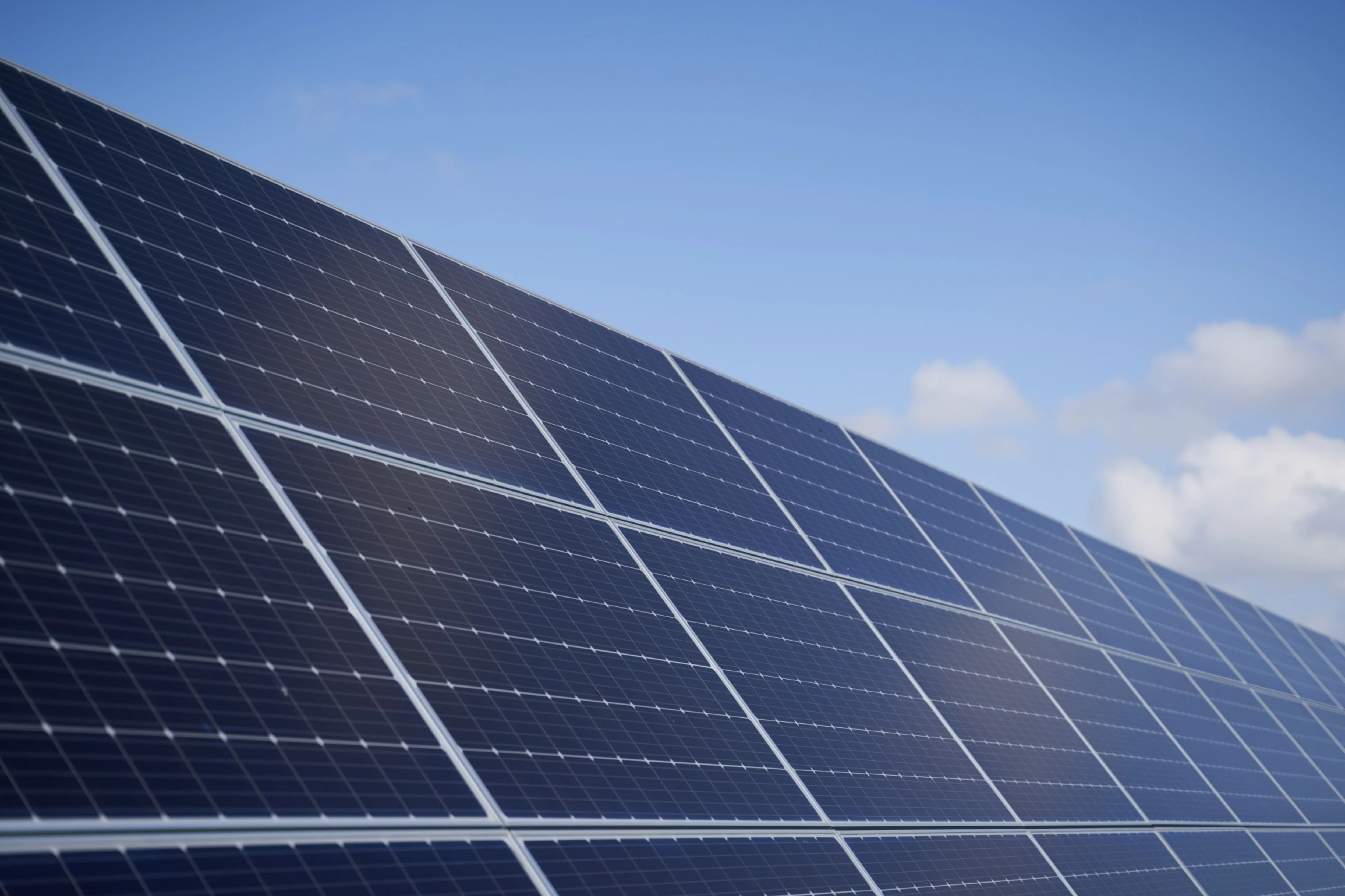 Solar Panels Against A Blue Sky solar panels