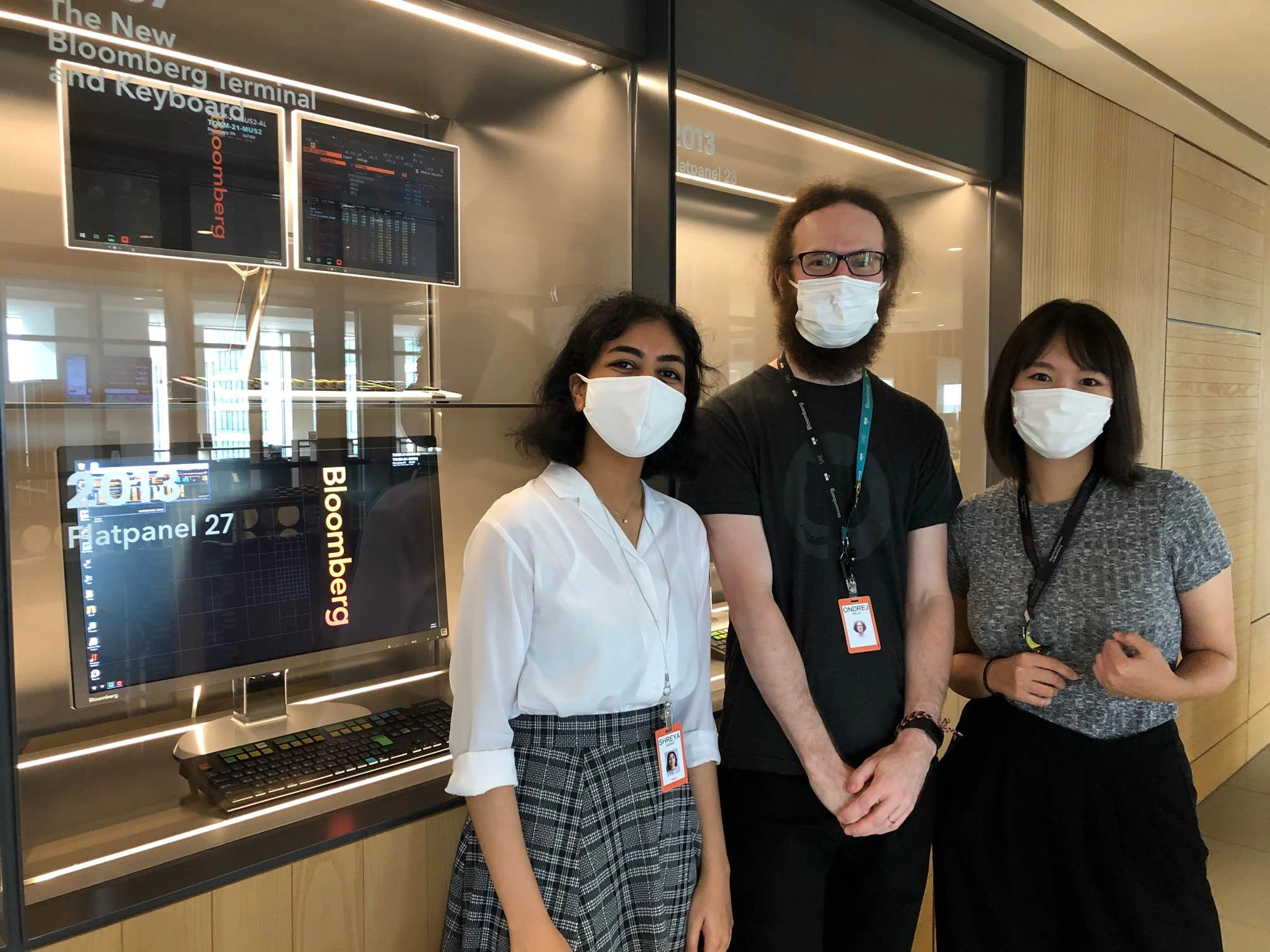Pictured from L-R: Shreya, her mentor Ondrej, and her manager Songwei in Bloomberg's Tokyo Office