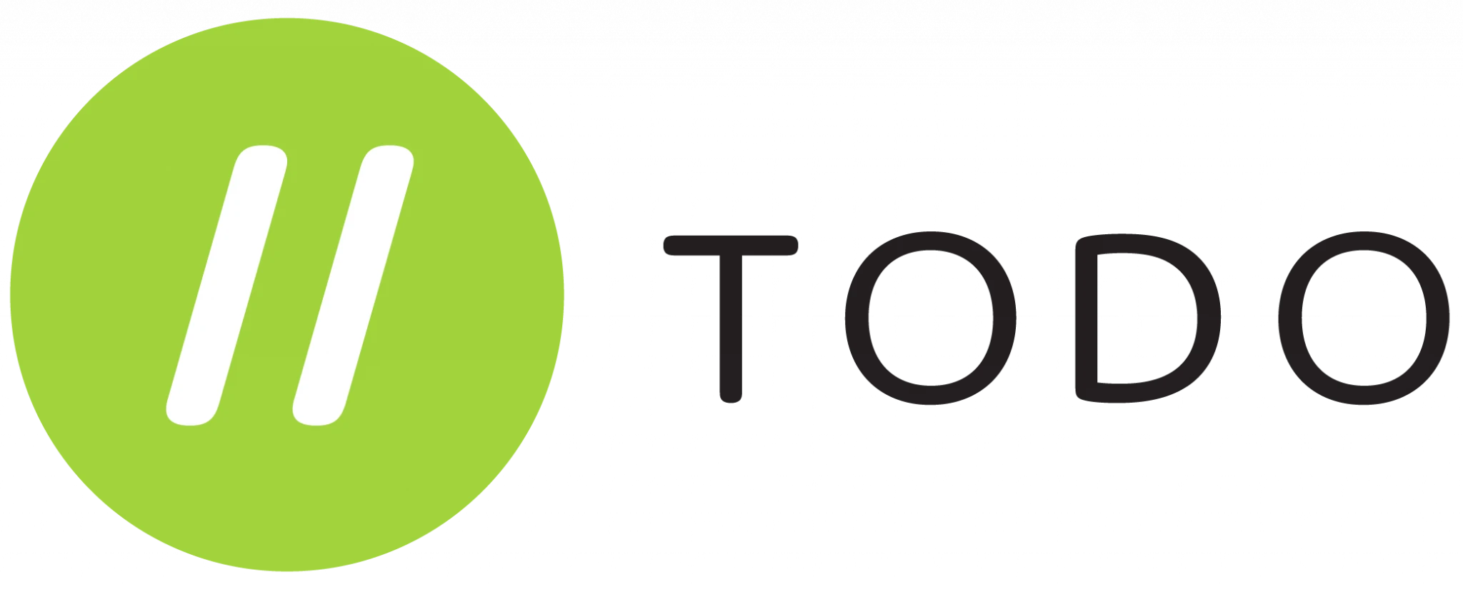 The TODO logo is a green circle with two white forward slashes inside. To the right is thin all-caps text reading "TODO".