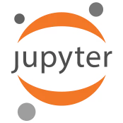 Jupyter_logo1 The Jupyter logo is built to symbolize the planet Jupiter with three orbiting moons. The body of Jupiter is made up of two orange outlines centering around a thin, white "jupyter" text.