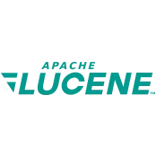 The Apache Lucene logo is a seafoam-green/blue all-caps "Apache Lucene" with a stylized vector indicating motion on the left side.