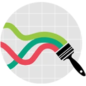 The BQPlot logo is a round graphic with a body made up of gray graph lines. On top of the graph lines are light green, dark green, and red squiggly lines which cross the graph and connect with a black paint brush handle.